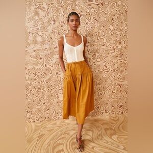 ULLA JOHNSON Anthia Tiered Midi Skirt in Topaz Yellow 10